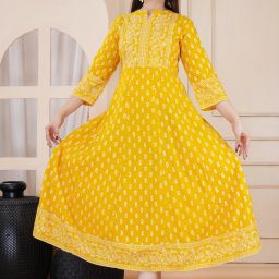 Printed Rayon Blend Stitched Anarkali Gown-image-32