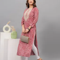 Women Embroidered, Printed Viscose Rayon Straight Kurta-image-6