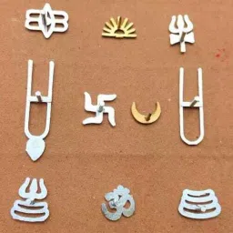 Pack of 10 shape Metal Tilak Stamp om Stamp, swastik, trishul, surya tilak Deity Ornament-image-22