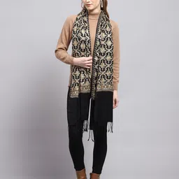 monte carlo Self Design Wool Blend Women Black Stole-picture-44