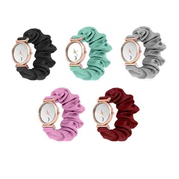 WATCHSTAR Women Patterned Dial & Textured Straps Digital Watch scrunchies new watch pack of 5-image-58