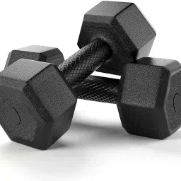 Black PVC Hexa Dumbbell Set, 1 Pair Hex Dumbbells, Home Gym 5KG x 2PCS Fixed Weight Dumbbell-6