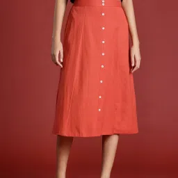 Women Solid A-line Red Skirt-image-51