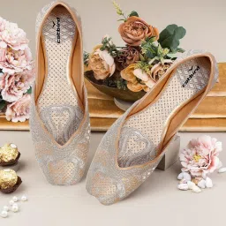 Embroidered Tradtional Flats Mojari, Ethnic Shoes, Punjabi Jutis For Women-image-14