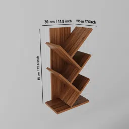 homeeasy Modern Wooden Zigzag Bookshelf | Space-Saving Freestanding Book Rack Engineered Wood Open Book Shelf image 4