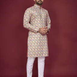 Men Cotton Blend Kurta Pyjama Set-image-47