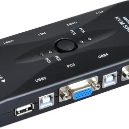 VOOCME 4 Ports USB KVM VGA Switcher, USB 2.0 KVM Switch Box Adapter,One-Button Swapping 24 cm KVM Console image 2