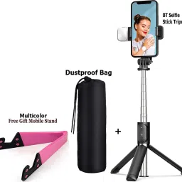 POZUB Bluetooth Extendable Selfie Stick Stand with Led Light Wireless Remote+Carry Bag Single Gimbal for Mobile, Camera-30
