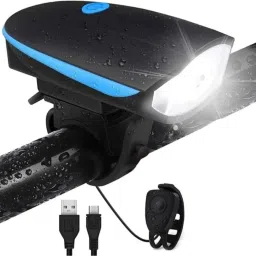 Ultra Bright Light with 140db Horn with usb Rechargeable Cable Black LED Front Light-image-11