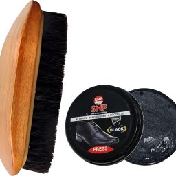 SNP Wax Shoe Polish Black - 40gm Leather / Horse Hair Shoe Polish Brush Shoe Care Kit-image-11