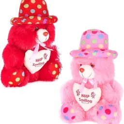 Red and Pink Teddy 12 Inch Cap and Heart Style Pack of 2 Cute teddy combo - 12 inch-picture-9