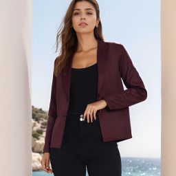 Women Solid Single Breasted Casual Blazer-image-10