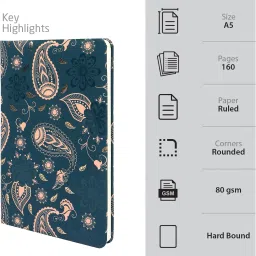doodle Paisley Pattern Notebook A5 Diary Ruled 160 Pages image 2