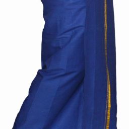 Prakasam Cotton Premium Quality Welcro Pocket Gold Jari - Cotton Blue Solid Men Dhoti-picture-25