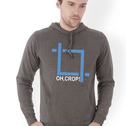 Campus Sutra Men Charcoal Grey Printed Hooded Sweatshirt-image-63