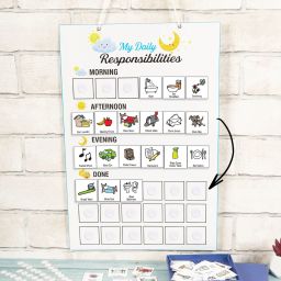 inkdotpot Kids Daily Responsibility Checklist, Hanging Chore Chart- Daily Task List-D1 image 3