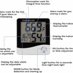 paliwalcreation Electronic Temperature Humidity Meter Digital Thermometer All-in-One Alarm Clock Electronic Temperature Humidity Meter Digital Thermometer All-in-One Alarm Clock All-in-One Digital Moisture Measurer image 3