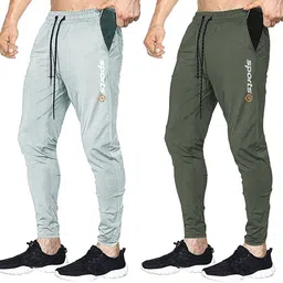 avolt Pack of 2 Men Solid Grey, Olive Track Pants-picture-9
