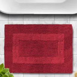 Maroon Solid Cotton 24x16 Inches Super Soft Bath Mat By Luxe Home International-picture-36