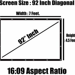 Savsol 92" inch Projector Screen 7 Feet (W) x 4.5 Feet (H) 16:09 HD Foldable Anti-Crease Portable Projector Movies Screen for Home Theater (Size :- 7 ft.(W) x 4.5 ft.(H) - 92" Inch) Projector Screen (Width 213 cm x 122 cm Height)-image-25