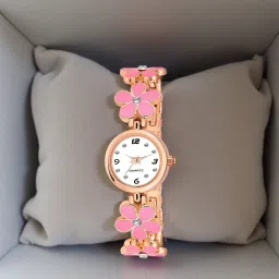 Analog Watch - For Women Pink Flower Rose Gold Chain Analog Ladies Watch RG #12.155-image-69