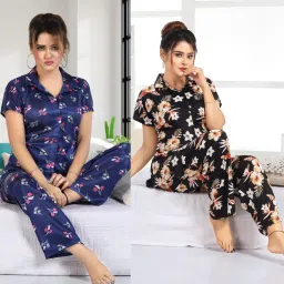 Women Night Suit Set Multicolor Printed, Animal Print-picture-8