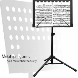 techtest Orchestral Music Notation Stand for Singers Portable Folding Music Stand Holder Heavy Book Singing Stand Script Stand with Music Sheet Clip Holder Tripod Base for Books, Notes, Lyrics, Music Stand, Music Notation Stand, Book Notation Stand, Music Book Stand Notation Stand image 5