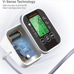 curecheck Digital Fully Automatic Upper Arm Blood Pressure Machine For Home Use with Voice Announcement Function | Large Display + Cuff Kit Bp Monitor image 3