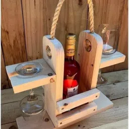 Pallet Wood Compact Bar Set Wooden Glass Holder, Wine Rack-image-66
