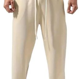 Men Loose Fit Beige Polycotton Trousers-image-89