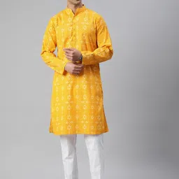 Men Cotton Blend Kurta Pyjama Set-image-25