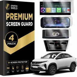 spartan shield Screen Guard for TATA CURVV 2024 || 12.3 INCH INFOTAINMENT + INSTRUMENT CLUSTER + STEERING + AC Protector || TataCurvv Car Digital Display Accessories [Not Tempered Glass]-image-29