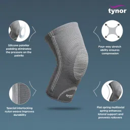 tynor Knee Cap with Patellar Ring, Grey, Medium, 1 Unit Knee Support image 3