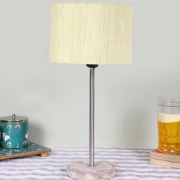 Devansh White Wooden Cylinder Table Lamps-58