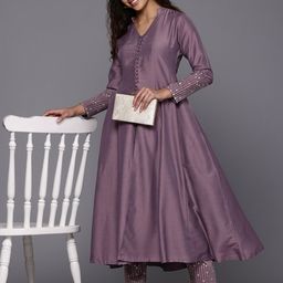 Varanga Sequinned Panelled Pure Silk Kurta with Trouser-picture-27
