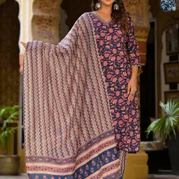 KALINI Women Ethnic Motifs Printed Regular Kurta with Trousers & With Dupatta-picture-15