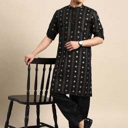 Anouk Men Printed Pure Cotton Kurta with Dhoti Pants-picture-56