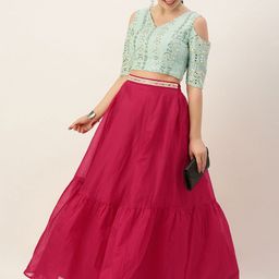 Ethnovog BlueRed Embellished Made to Measure LehengaBlouse-image-86
