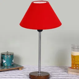 Devansh Red Wooden & Cotton Frustum Table Lamps-81