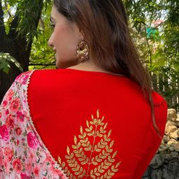 Bindigasm's Advi Embroidered Stretchable Slip On Saree Blouse-image-91