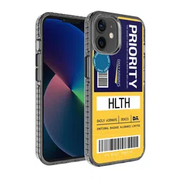 DailyObjects Black & Yellow Priority Stride Printed IPhone 12 Back Case image 1
