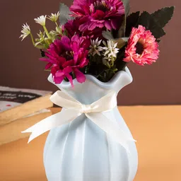 MARKET99 Turquoise Blue Textured Ceramic Flower Vase-image-57
