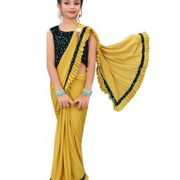 Dhyey Fashion Girls Sequined Ready To Wear Saree-image-79