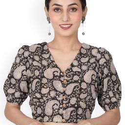 Llajja Printed Pure Cotton Ready To Wear Non Padded Saree Blouse-picture-11
