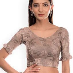 Bindigasm's Advi Floral Self Design Beads And Stones Jacquard & Lycra Saree Blouse-picture-57