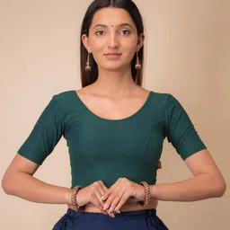 Bindigasm's Advi Self Design Cotton Stretchable Saree Blouse-image-59