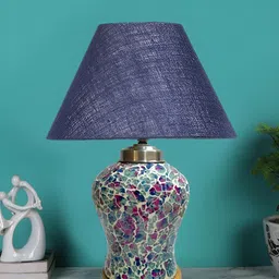 Devansh Blue Glass Traditional Frusturical Shaped Table Lamp-25