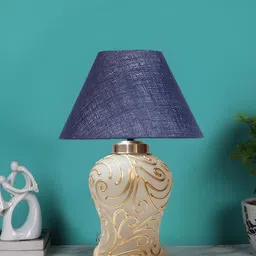Devansh Blue Glass Traditional Frusturical Shaped Table Lamp-13
