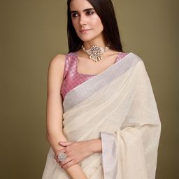 Rekha Maniyar Zari Saree With Blouse Piece-image-67