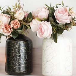 BEHOMA Black & White 2 Pieces Crackled Metal Bottle Shaped Vase-image-10